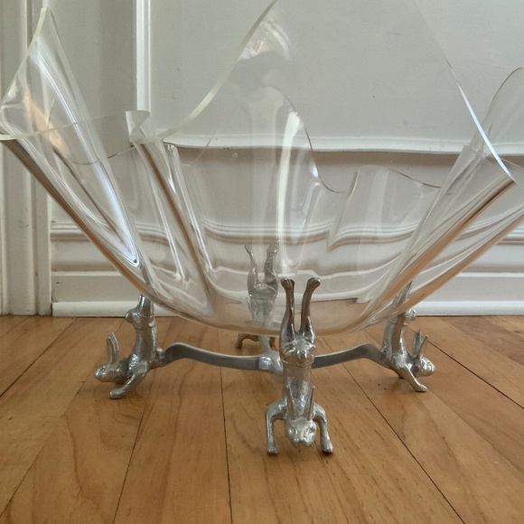Arthur Court Vintage Handstand Bunny Rabbit Fluted Lucite Salad Fruit Bowl - Picture 11 of 11